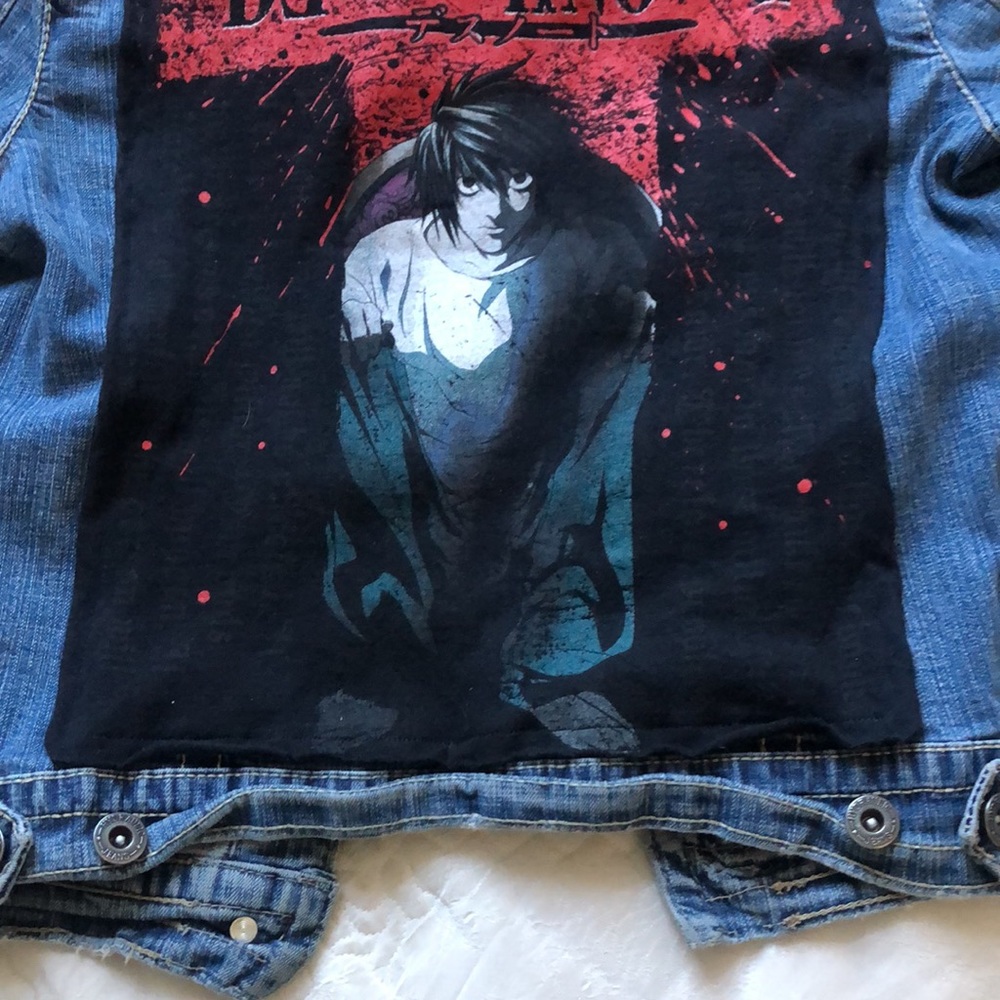 100% Cotton Refurbished Jean Jacket Anime! - Picture 3 of 10